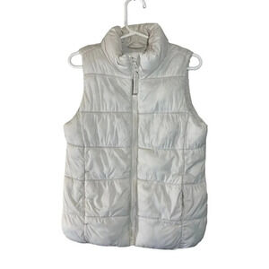 Old Navy Girls Puffer Vest Size XS Ivory Cream Full Zip Kids Winter Outside Top